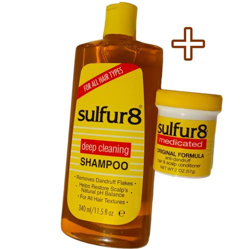Sulfur8 DEEP CLEANING SHAMPOO + HAIR & SCALP CONDITIONER Anti-Dandruff Restores Scalp's Natural pH Balance All Hair Texture nk