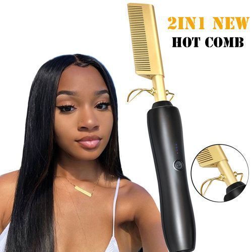 2 IN 1 Hot Comb Wet And Dry Hair Use Hair Straightener Comb