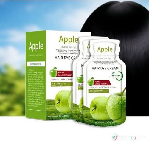 Apple Herbal Ammonia-Free Hair Color Cream – Quick Dye Shampoo Black (10×30ml)