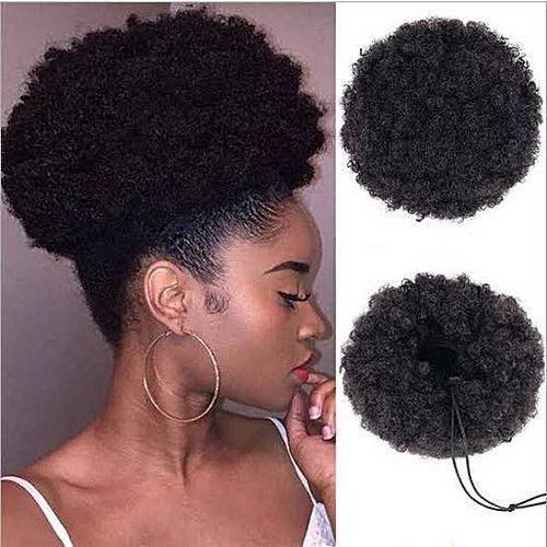 Afro Hair Bun Extension Colour Black #Medium