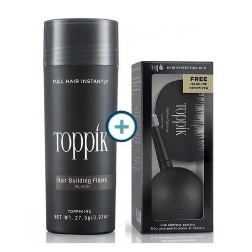 Toppik Fibres Pack- (27.5g Dark Brown + Spray Applicator with FREE Hairline Optimizer- (USA) Premium Quality