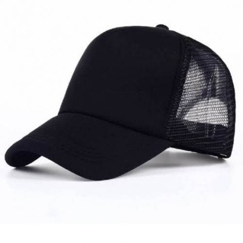 Adjustable Mesh Baseball Black Cap - Black