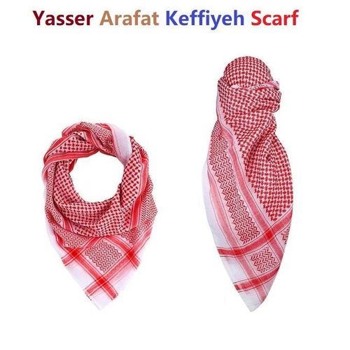 Arafat Unisex Head Wrap / Keffiyeh Shemagh Scarf – Traditional Middle Eastern Desert Headscarf with Tassels - Red