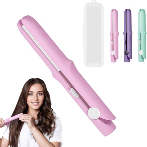 2 In 1 Mini Hair Straightener, US Plug, Ceramic Tourmaline Plate, Beauty Small Lightweight Portable Flat Iron Heating Curler For Home