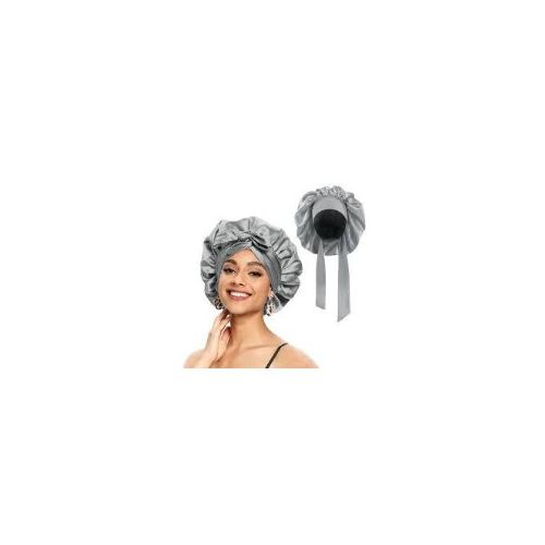 Veet New Large Satin Bonnet Silk Night Sleeping Cap Long Satin Bonnet With Head Tie Band Bonnet Edge Wrap For Women Curly Braid Hair