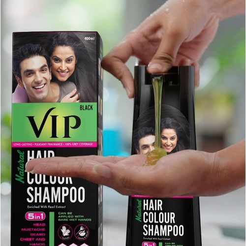 5 in 1 Long-Lasting - Pleasant Fragrance- Hair Colour Shampoo Base Hair Colour Black for Men and Women-420ml PLUS A FREE SHAMPOO BRUSH.