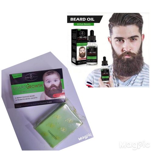 Aichun Beauty 2 in 1 Beard Growth Mustache Growth Oil and Beard Growth Shampoo Soap