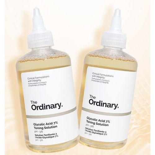 The Ordinary Glycolic Acid 7% Exfoliating Toner that smooths skin texture, evens tone, and enhances luminosity