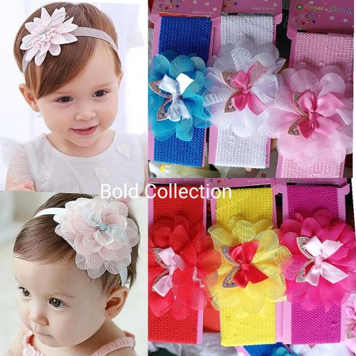 3pcs Beautiful Floral Sparkle Kids Girls Headbands Baby Turban
