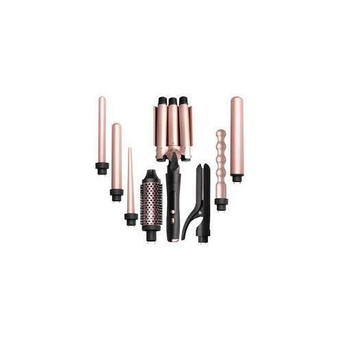 5 In 1 Curling Iron Set with Curling Brush and 4 Interchangeable Ceramic Curling Irons (0.5 to 1.25inches), Instant Heat Dual Voltage Hair Wand Curler