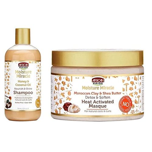AFRICAN PRIDE Shampoo With Honey And Coconut Oil + Heat Activated Masque