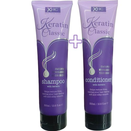 XHC Keratin Smooth Shampoo + Conditioner, Shines, Nourishes, Busts Frizz ,