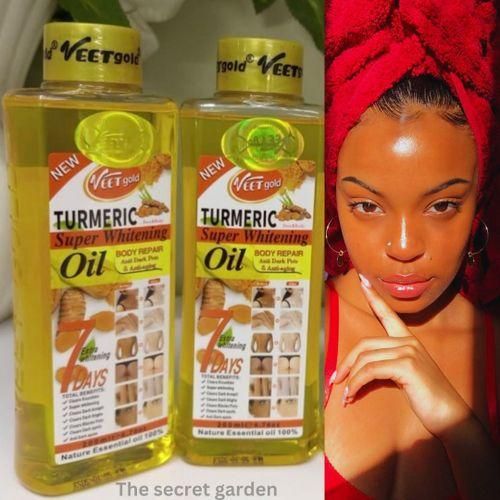 VEET GOLD Tumeric Super Whitening Body Oil – 200ml-Brightens, Moisturizes & Evens Skin Tone