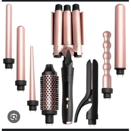 5 in 1 Curling Iron, Curling Wand Set with Negative Ion Thermal Brush and 4 Interchangeable Ceramic Curling Irons