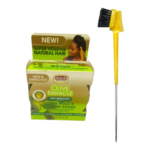AFRICAN PRIDE Edge Control Gel Olive Miracle Super Hold & Smooth Edges Anti-Breakage Anti-Flake Free Hold Edges Contol Gel.