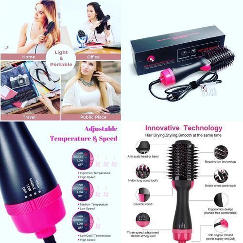 3 In 1 Electric Hot Hair Brush Or Comb With Adjustable Heat Levels